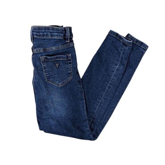 Guess Medium Dark Wash Denim Jeans Skinny Adjustable Waist Little Girls Size 7 - Picture 1 of 6